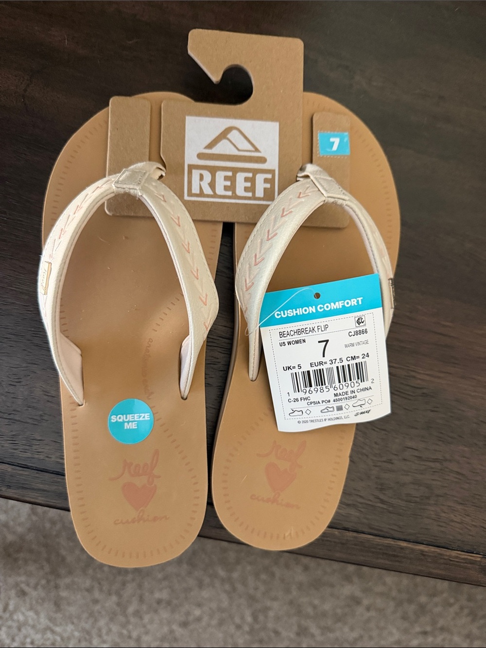 Reef Women’s Tan and Cream Beachbreak Flip Sandals